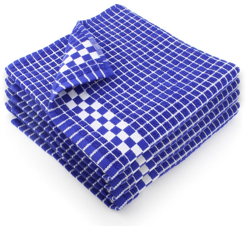 Fecido Classic Dark Kitchen Dish Towels with Hanging Loop - Heavy Duty Absorbent Dish Clothes - European Made 100% Cotton Tea Towels - Set of 4, Blue - Image 1